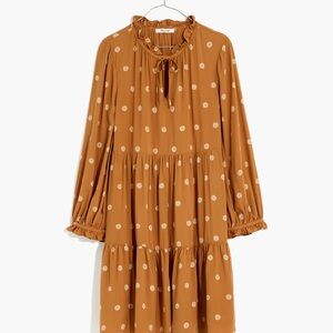 Madewell Tiered Ruffle Neck Long Sleeve Floral Dress